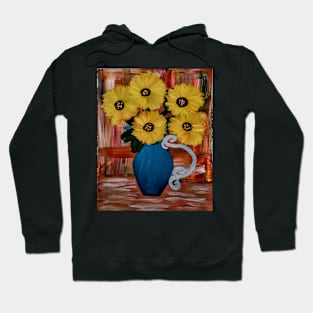 sunflowers in a matalic turquoise vase Hoodie
